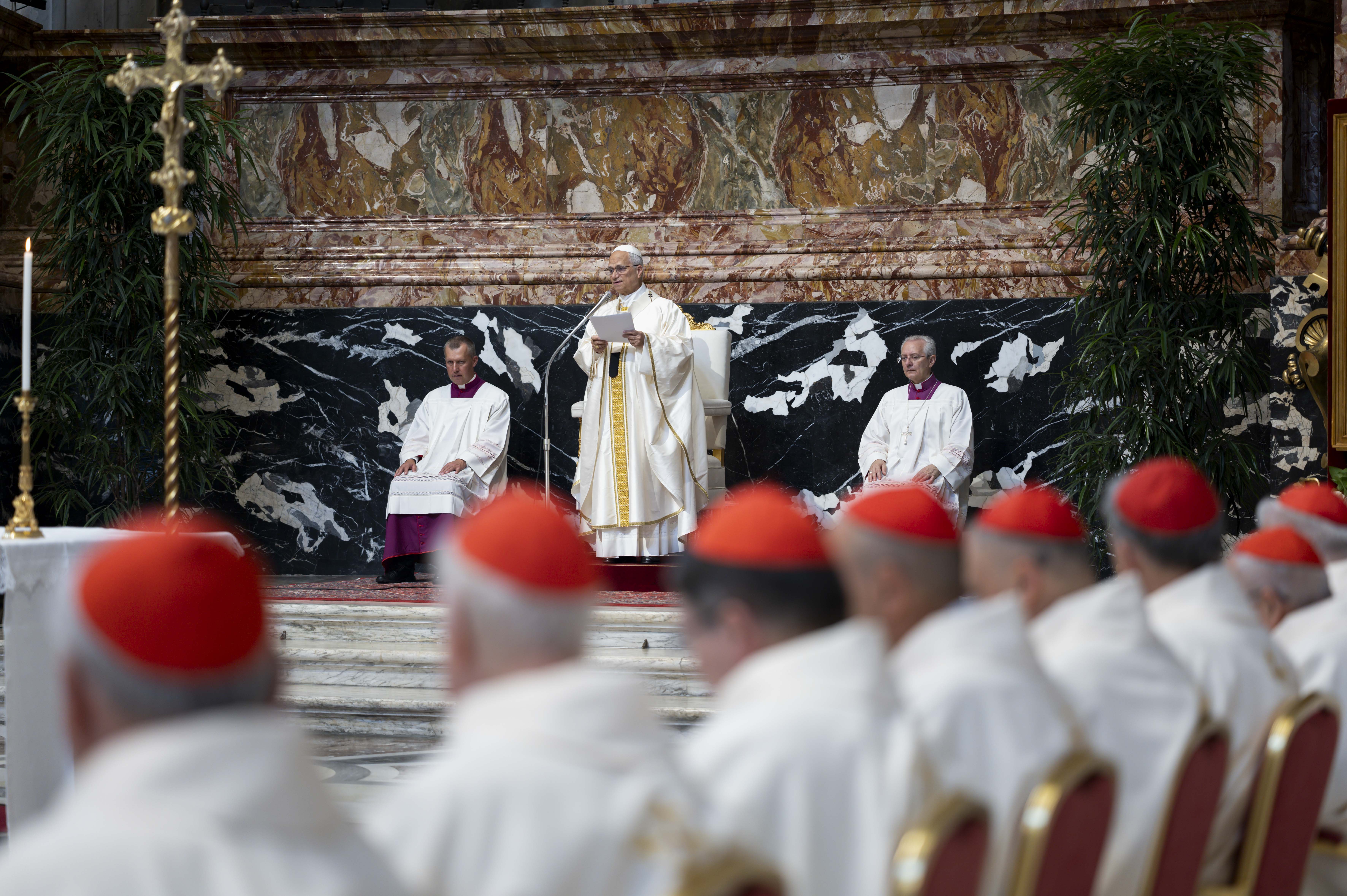 Pope Leo XIV celebrates the opening Mass of an extraordinary consistory of cardinals, the second of his pontificate, in St. Peterʼs Basilica on June 26, 2026. | Credit: Vatican Media