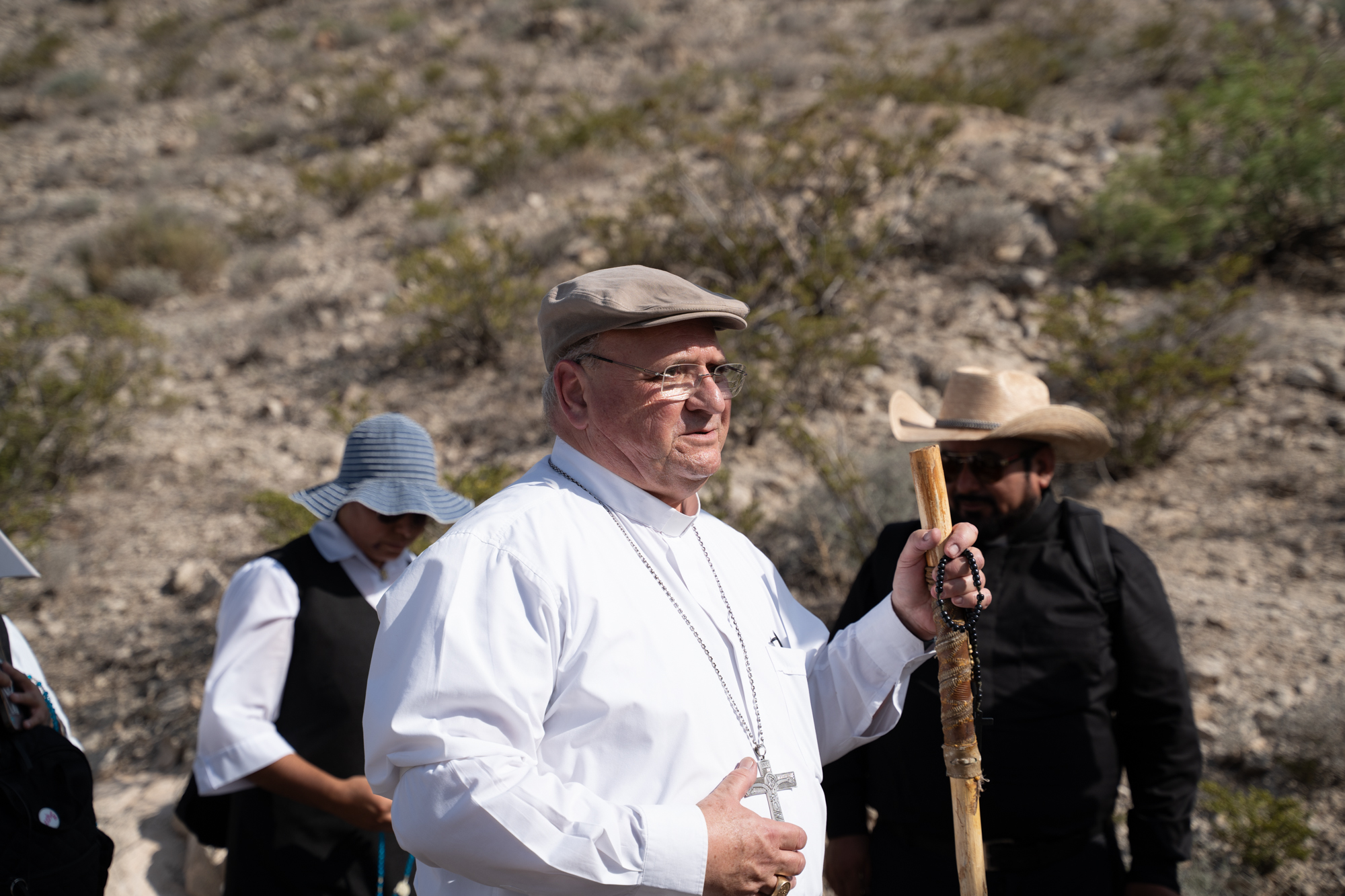 Bishop Peter Baldacchino hikes to the top of Mount Cristo Rey for Mass in the Diocese of Las Cruces, New Mexico, June 28, 2026. | Credit: Photo courtesy of Jim Winder