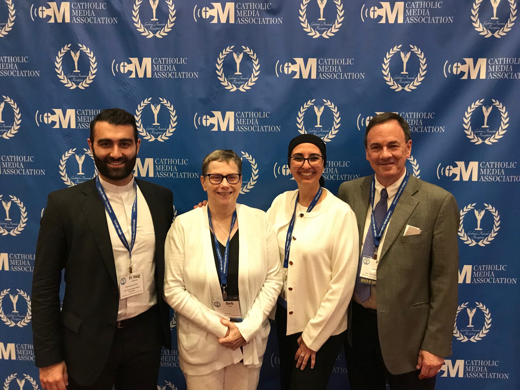 Canadian Catholic News’ instructors at the Catholic Media Conference in Atlantic City, New Jersey, on June 18, 2026. Left to right: Father Haig Chahinian, Barb Fraze, Laura Ieraci, and Paul Schratz. | Credit: Deacon Pedro Guevara-Mann