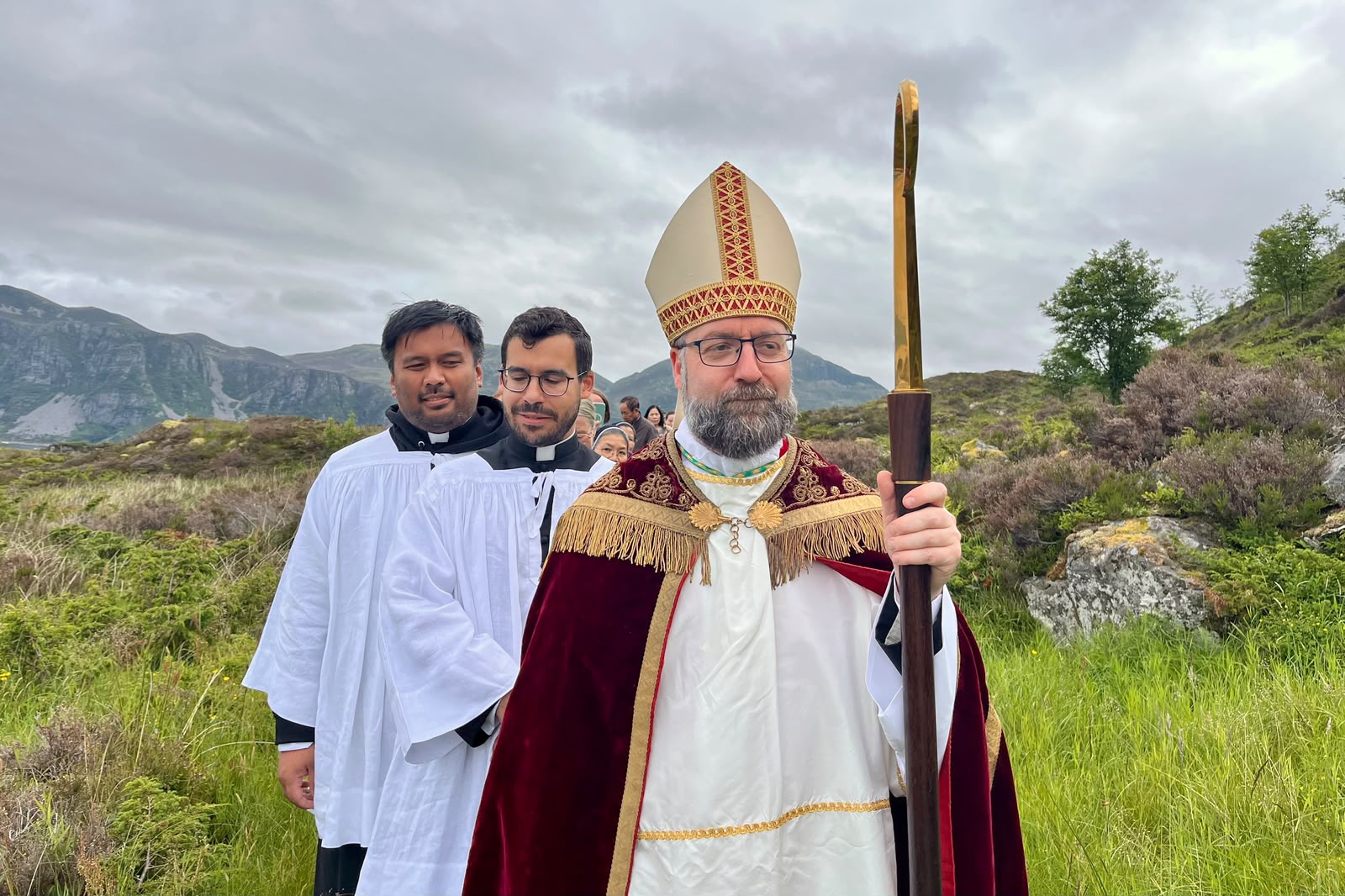 Bishop Fredrik Hansen of Oslo processes during the annual St. Sunniva pilgrimage on the island of Selja, Norway, on July 8, 2026. | Credit: Marta Wade/katolsk.no