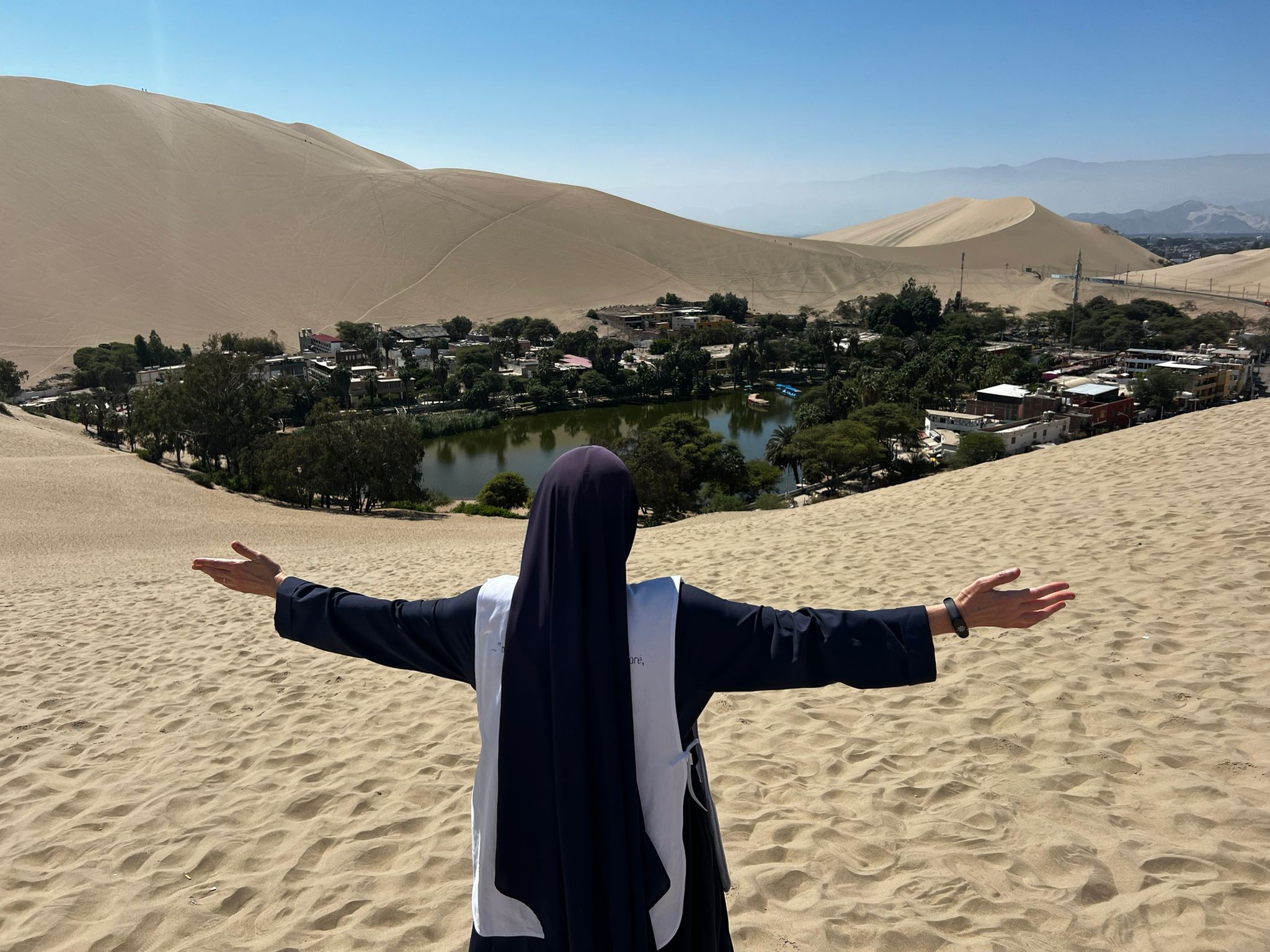 Mother María Elena Martínez in front of an oasis. | Credit: Photo courtesy of Mother María Elena Martínez
