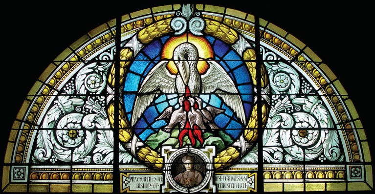 A stained-glass window created in 1912 by the Zettler Studio of Munich, Bavaria, for the original Cathedral of the Blessed Sacrament in Christchurch, New Zealand, will take pride of place at the entrance of its successor. | Credit: Photo courtesy of the Catholic Diocese of Christchurch