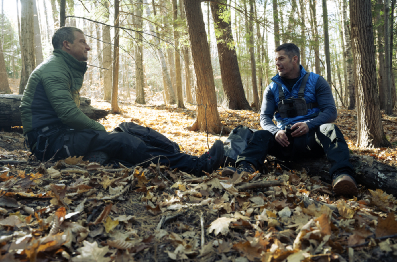 Dallas Jenkins, creator, writer, and director of “The Chosen,” in the wild with Bear Grylls. | Credit: Photo courtesy of Prime Video/Amazon MGM Studios