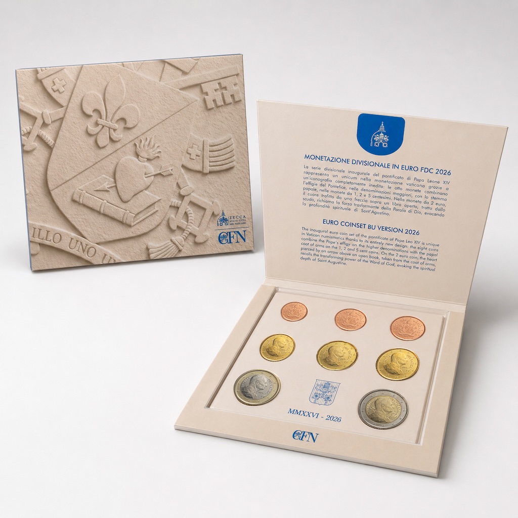 A Vatican collector coin set to honor the new pontificate of Leo XIV. | Credit: Governatorato SCV