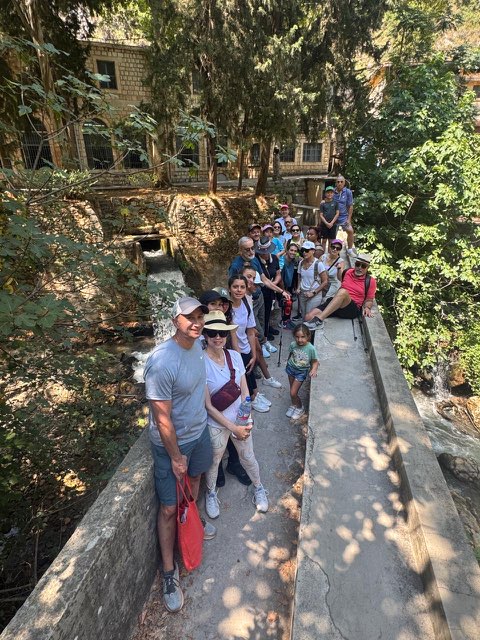 Pilgrims making their way along the St. Charbel Trail, known in the region as Darb Mar Charbel, pause for a photo. The trail winds its way through Lebanon's most striking natural and spiritual landscapes, linking monasteries, villages, and historic sites associated with St. Charbel and the Maronite tradition. | Credit: Father Michael Sliney, LC