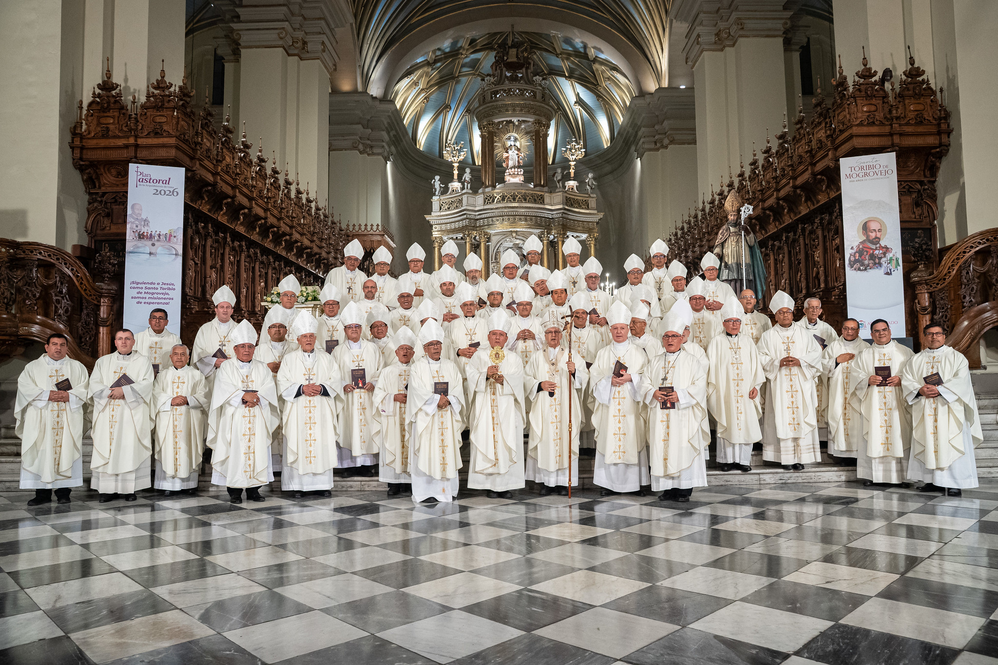 Obispos del Perú reunidos en el cierre de la 130° Asamblea Plenaria del Episcopado. Crédito: Cortesía del Arzobispado de Lima.