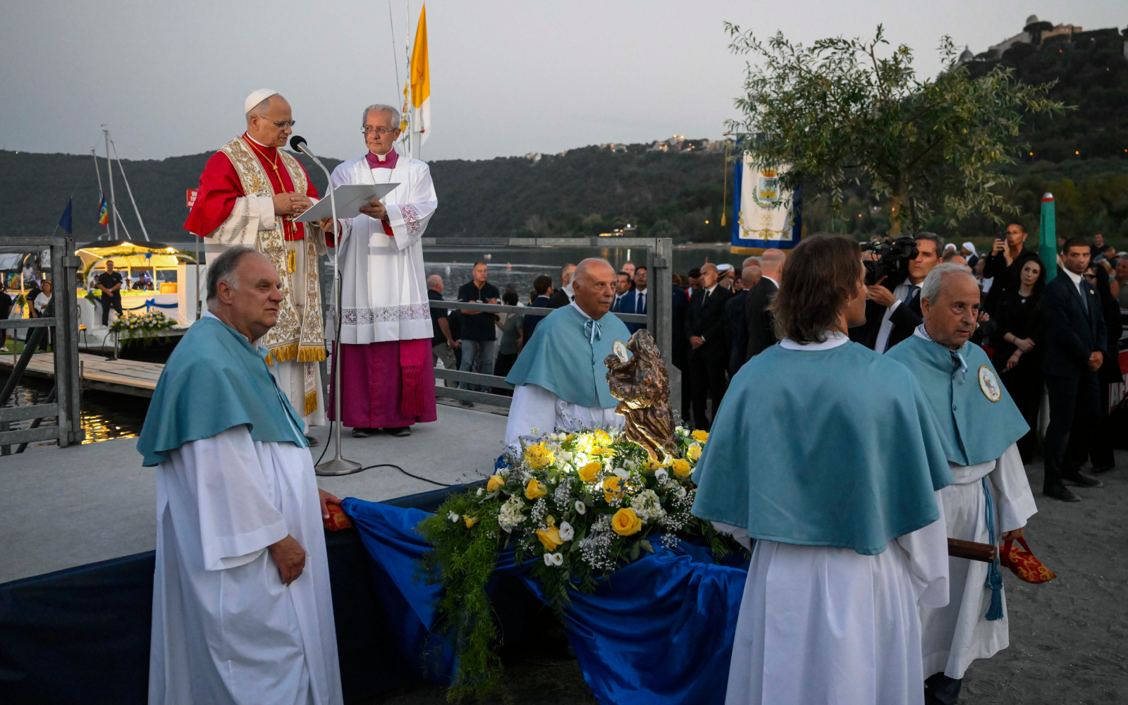El Papa León XIV celebró la Santa Misa con motivo de la fiesta de la Virgen del Lago, en la iglesia de María Santísima del Lago, en Castel Gandolfo, el 29 de agosto de 2026. Crédito: Vatican Media