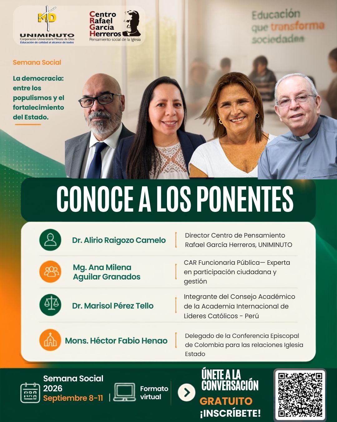 Semana Social 2026 “La democracia: entre los populismos y el fortalecimiento del Estado”.