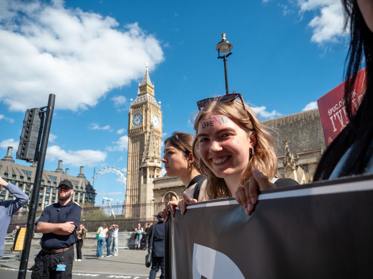 Pro-life advocates march in London near Big Ben during the cityʼs March for Life, Sept. 5, 2026. | Credit: Elliot Hartley
