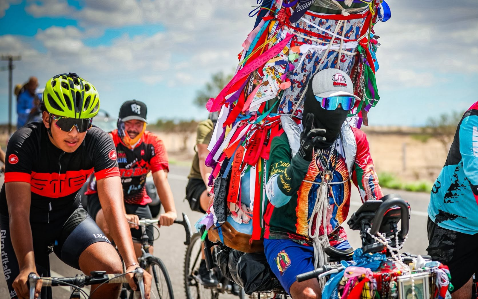 Santiago Caamal Beh touring Baja California with other cyclists who joined him along the way. Credit: Courtesy of Tirando Photos.