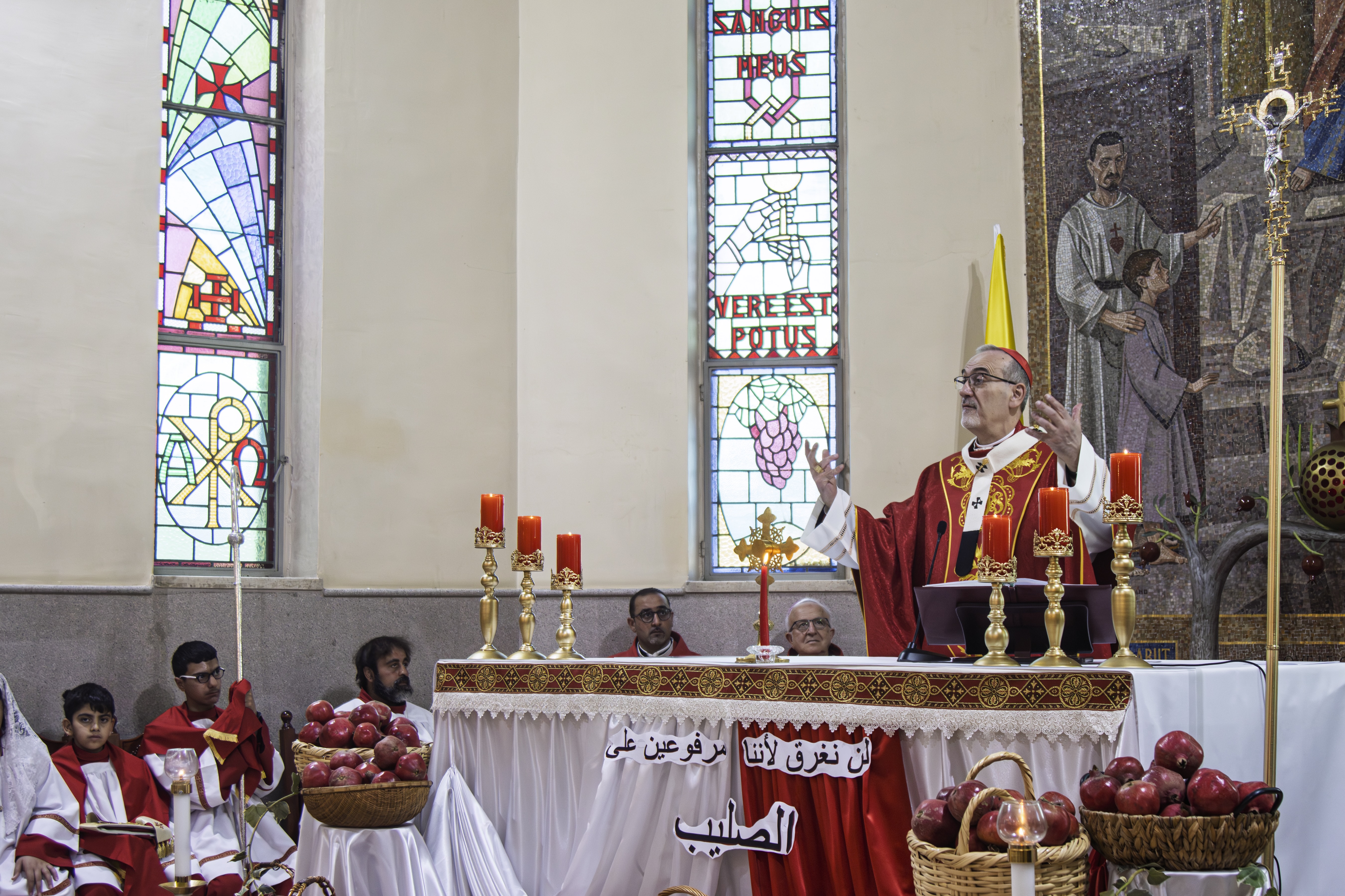 Cardinal Pierbattista Pizzaballa presides over Mass on the eve of the feast of the Exaltation of the Holy Cross at Christ the Redeemer Church in Taybeh, West Bank, Sept. 13, 2026. | Credit: Emad Diab/ACI MENA