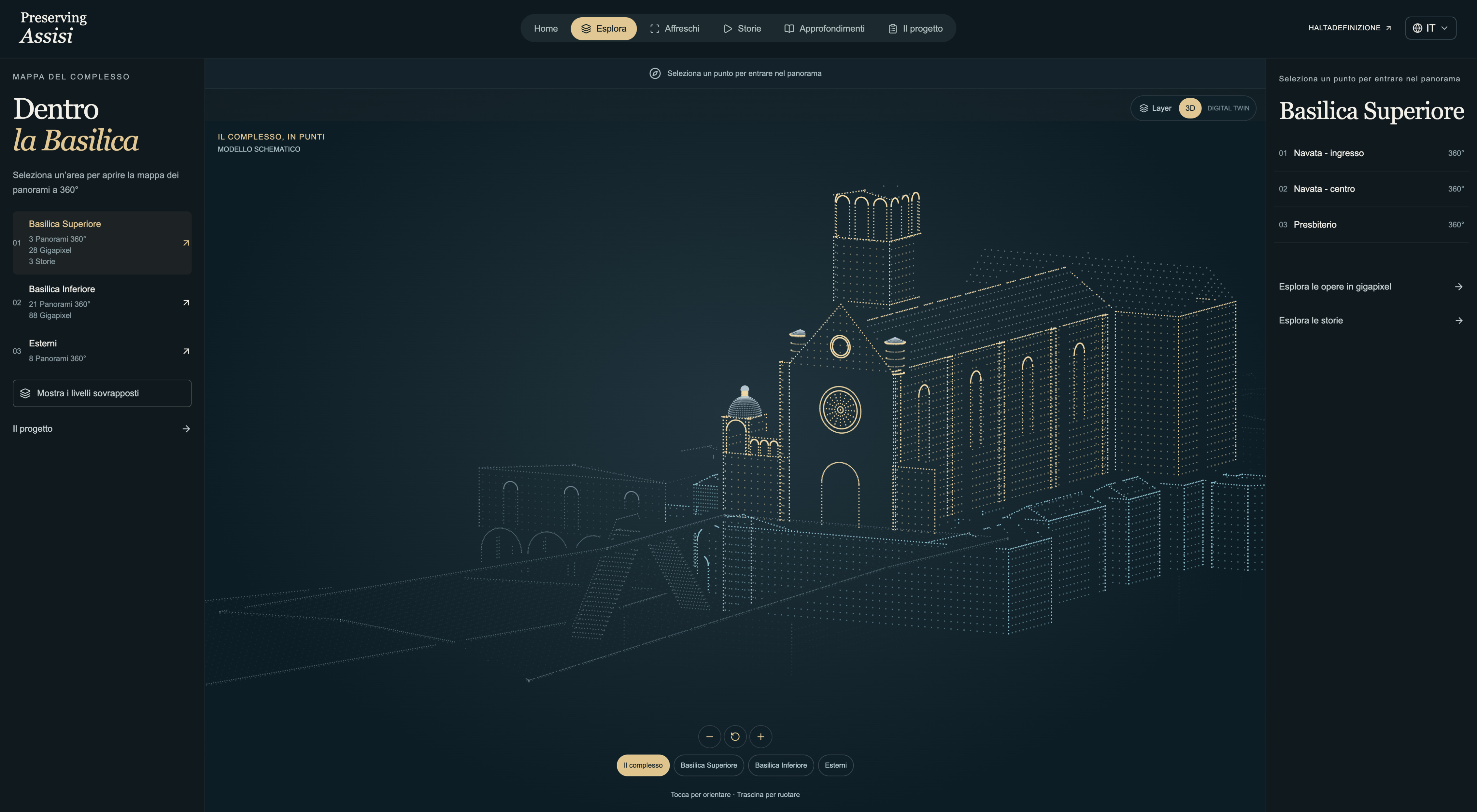 Schematic 3D model of the Basilica of St. Francis in Assisi. | Credit: Courtesy of Haltadefinizione