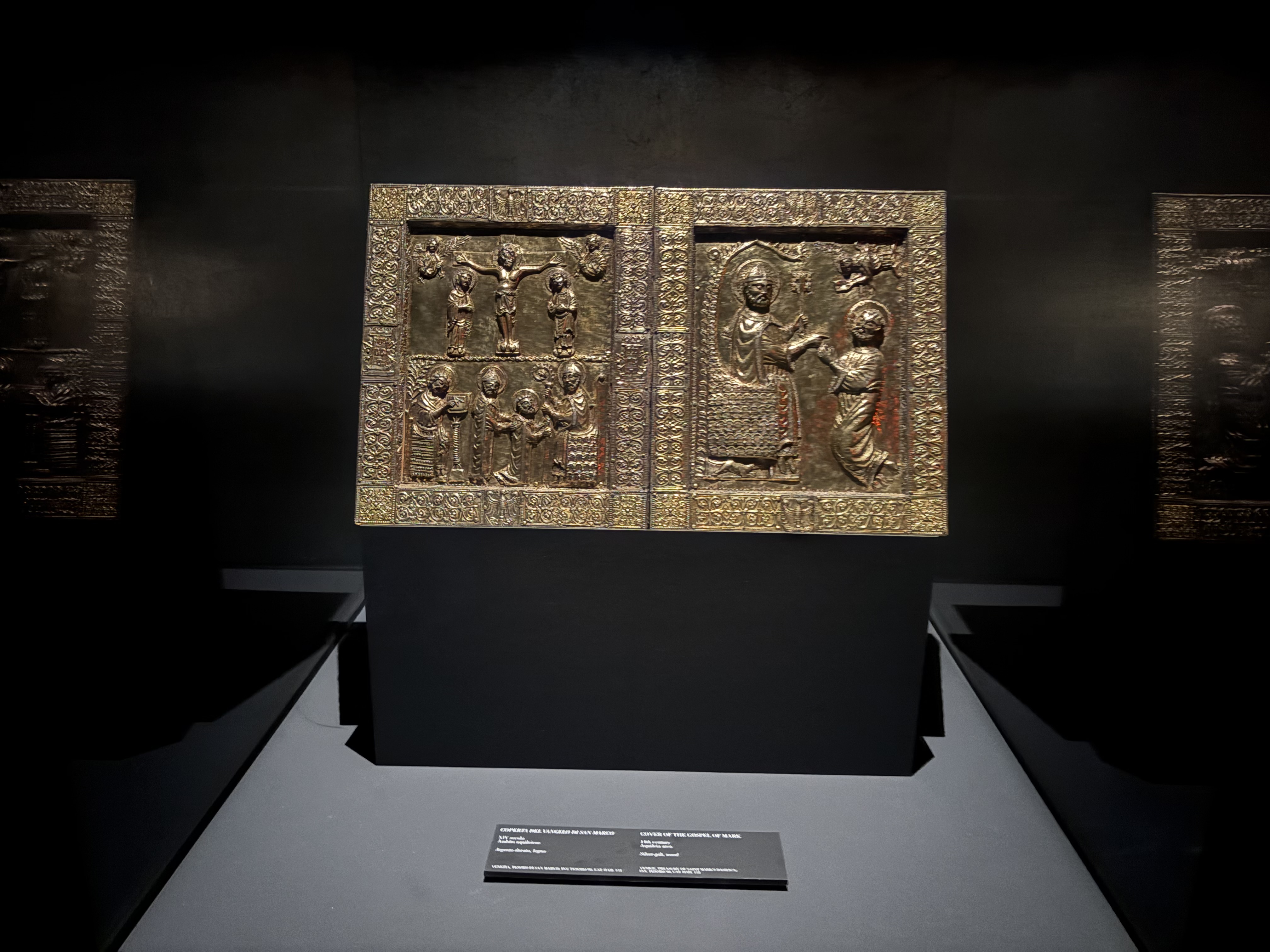 A gilded silver cover helped transform the medieval codex of the Gospel of St. Mark into a reliquary-like object of veneration. Credit: Victoria Cardiel/EWTN News