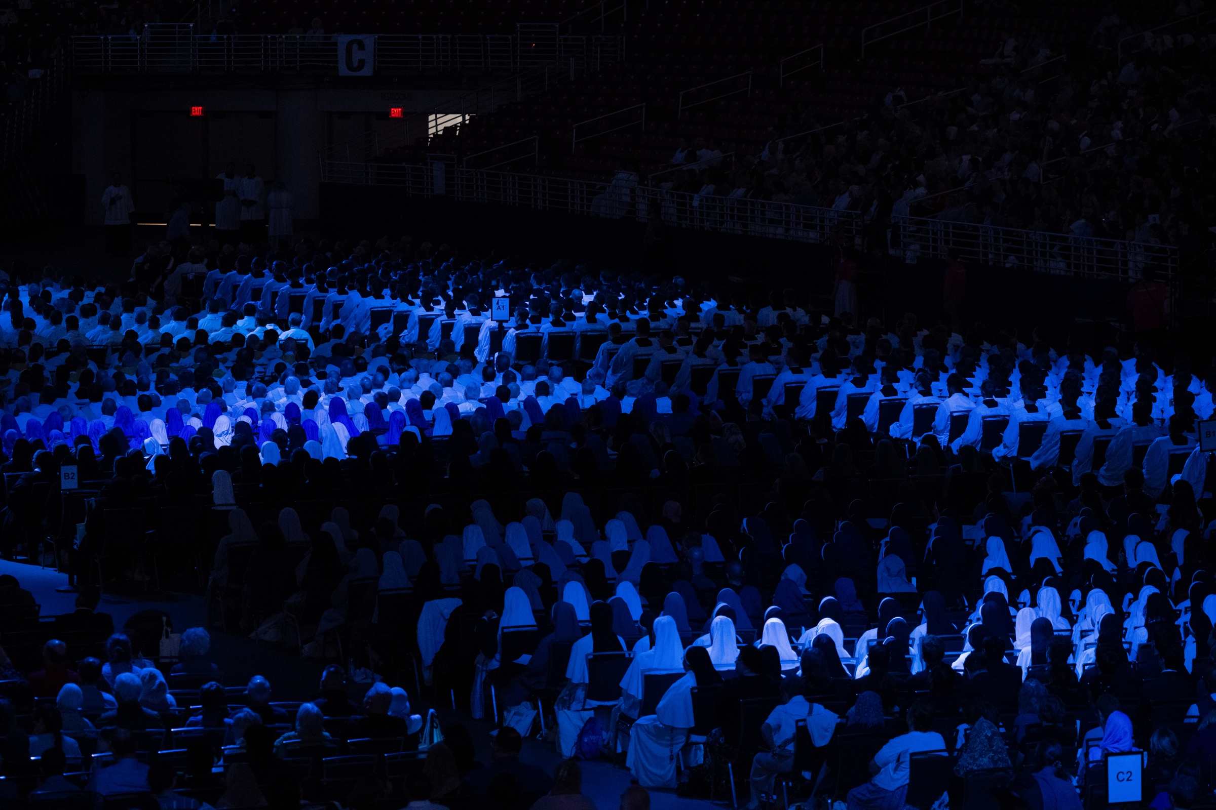 Priests, religious, and laypeople attended the beatification Mass for Archbishop Fulton Sheen on Sept. 24, 2026. | Credit: Jeffrey Bruno