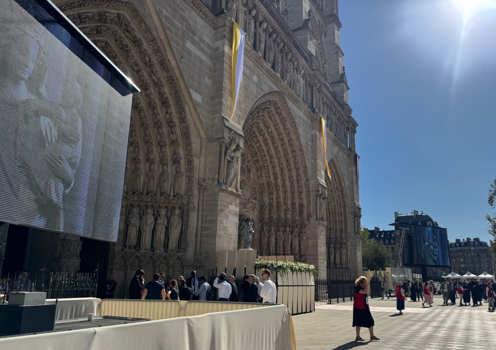 Notre Dame Cathedral in Paris, France, prepares to welcome Pope Leo XIV on Sept. 25, 2026. | Credit: Magdalena Wolinska-Riedi/EWTN News