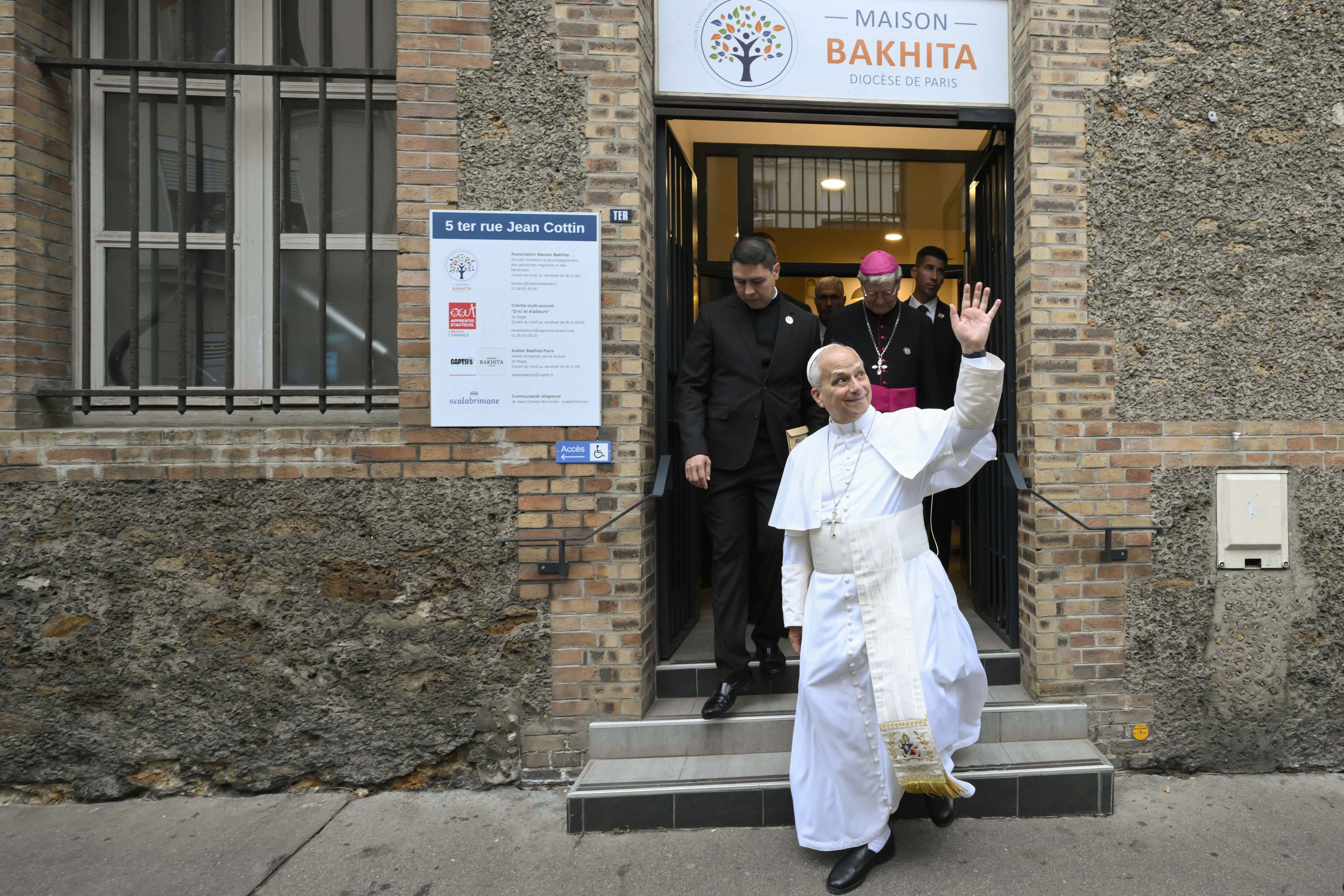 Pope Leo XIV visits the Maison Bakhita Center for Social Support and Integration in Paris, France, on Sept. 26, 2026. | Credit: Vatican Media