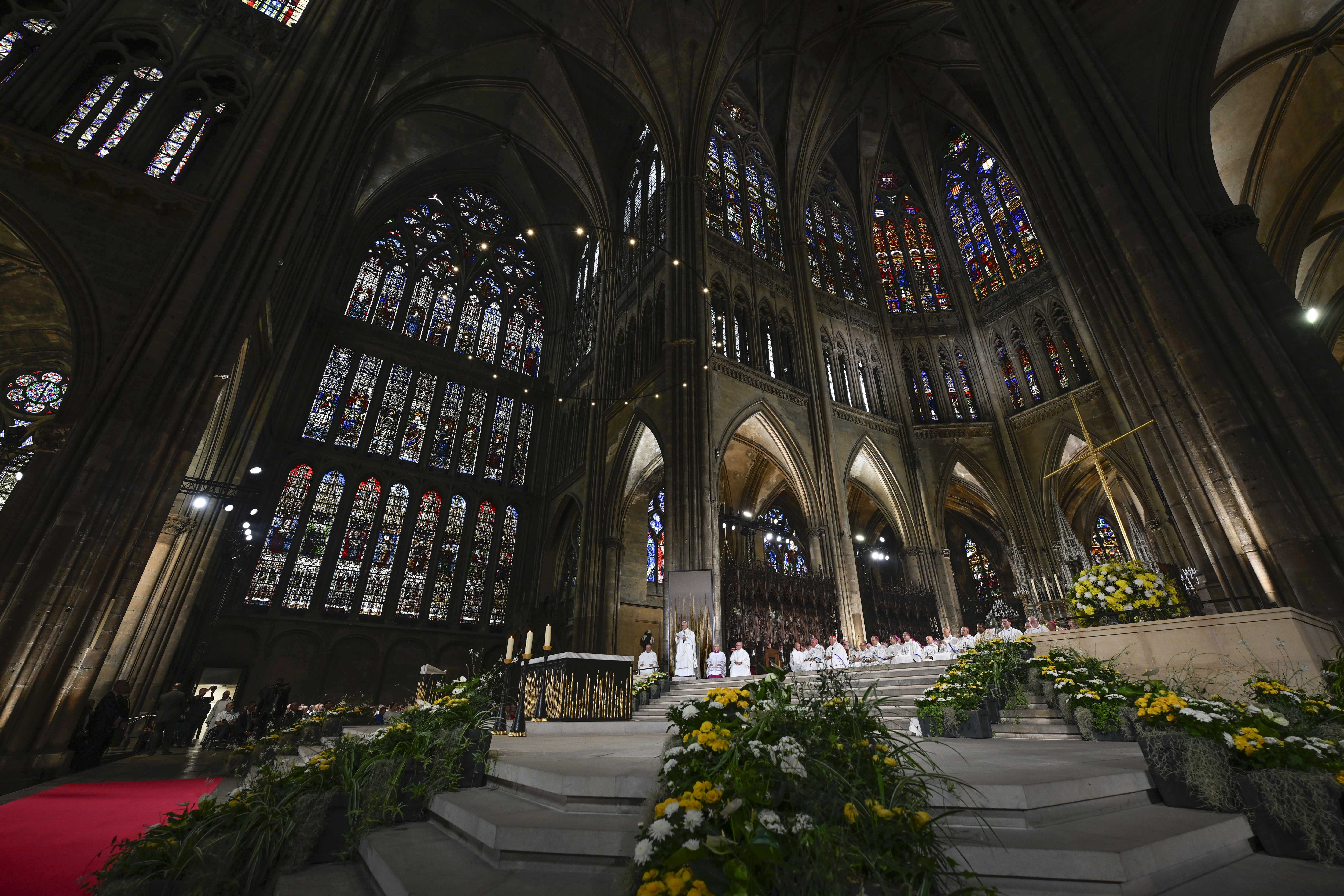 Pope Leo XIV celebrates Mass on Sept. 28, 2026, in the Cathedral of St. Stephen in Metz, France. | Credit: Vatican Media