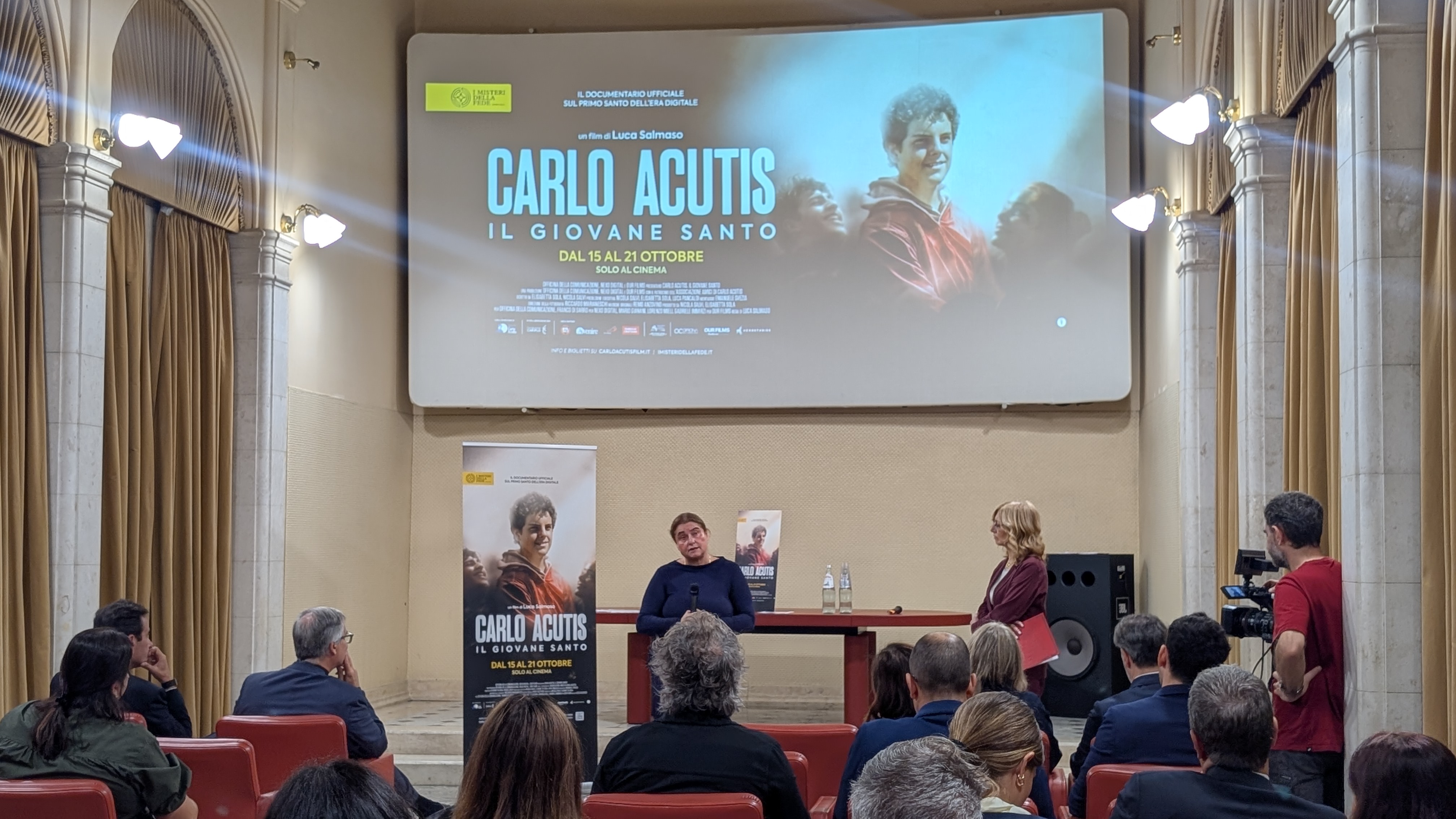 Antonia Salzano Acutis, the mother of St. Carlo Acutis, speaks at the screening of 