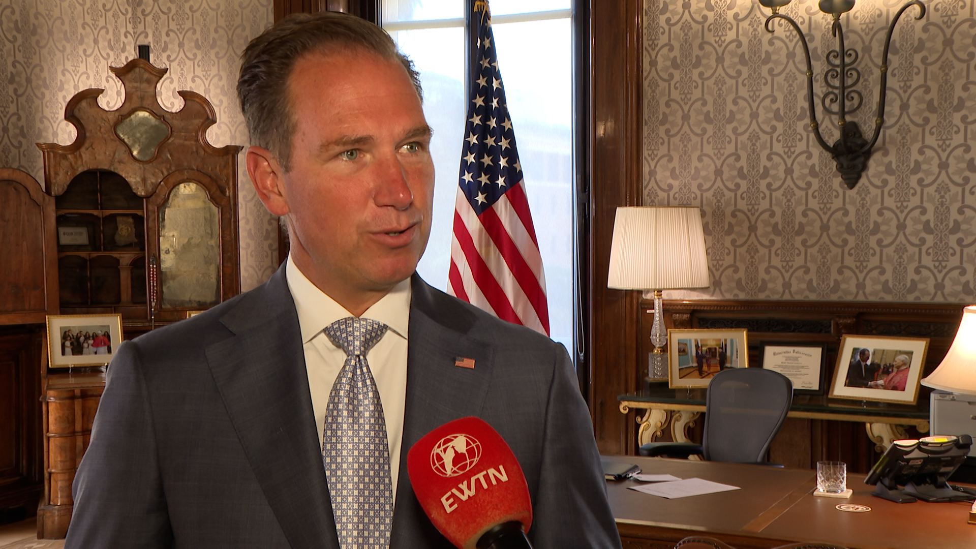 U.S. Ambassador to the Holy See Brian Burch speaks to EWTN News at the U.S. Embassy to the Holy See in Rome on Sept. 30, 2026. | Credit: Alberto Basile/EWTN News