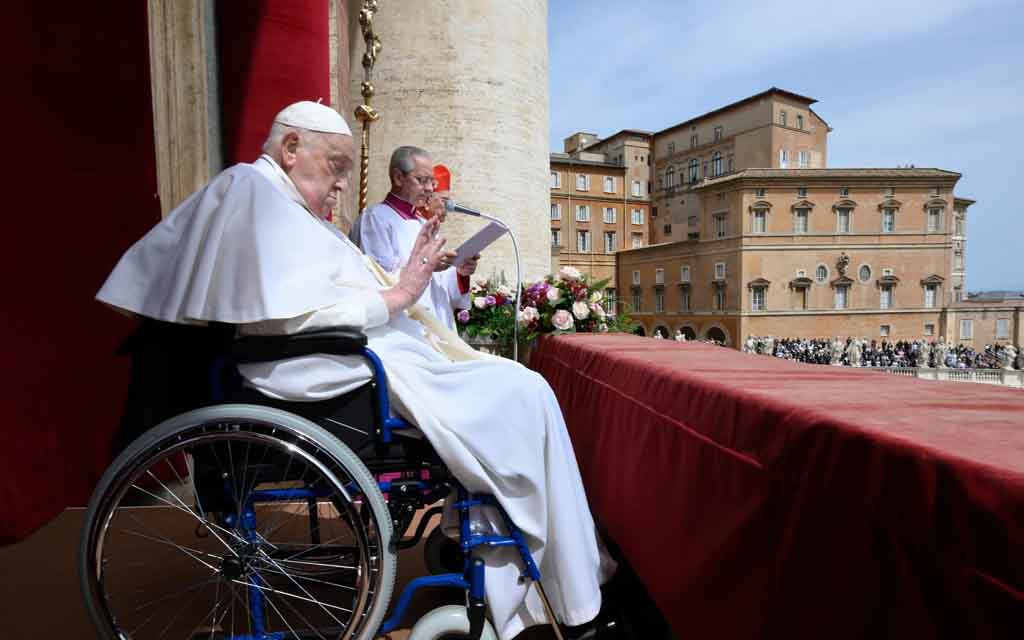 El Papa Francisco reitera su llamado a la paz para Gaza y Tierra Santa en su mensaje urbi et orbi de Pascua del 20 de abril de 2025.