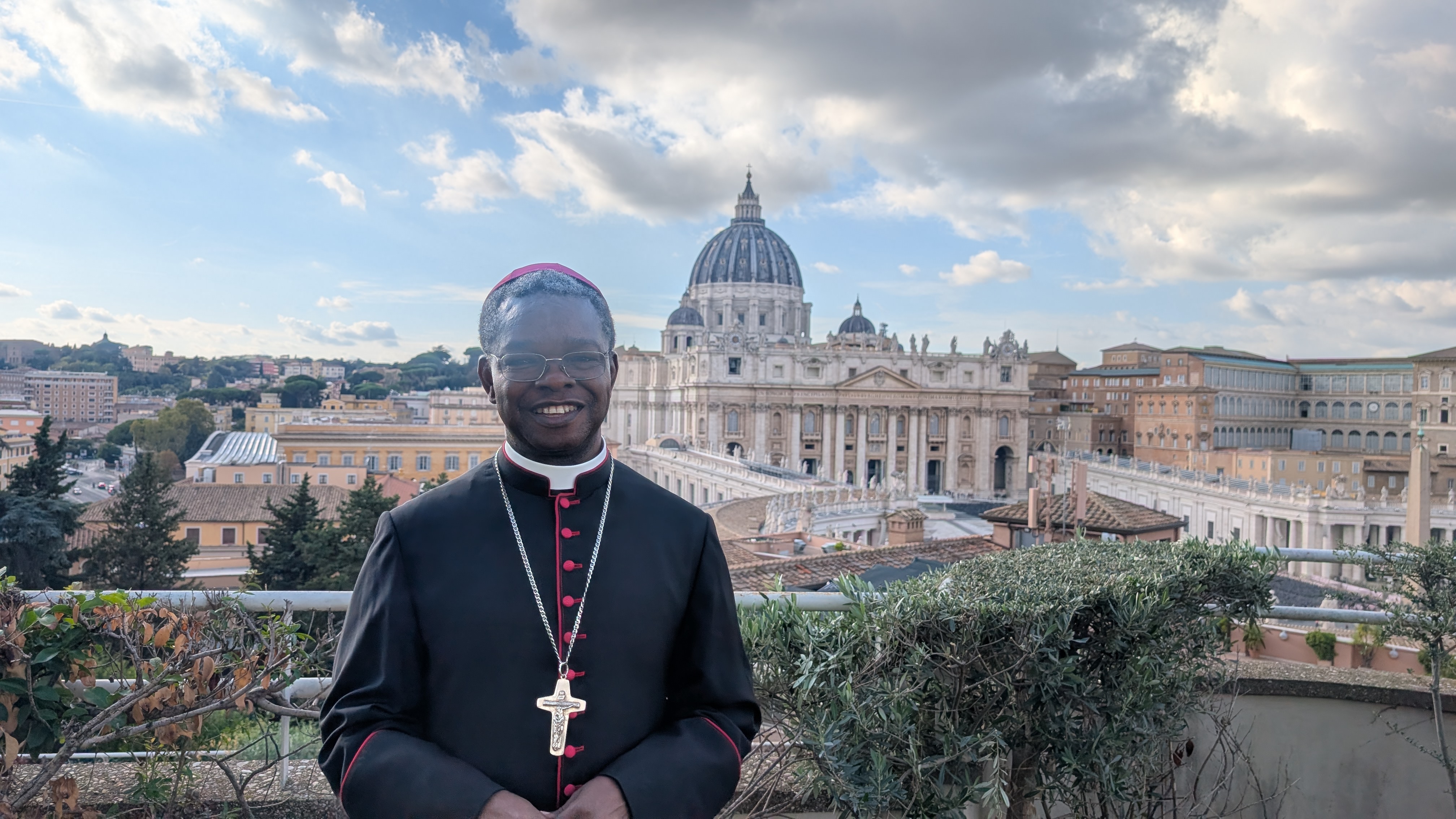 Archbishop Fortunatus Nwachukwu, secretary of the Section of First Evangelization at the Dicastery for Evangelization, participated in an international rosary at the Pontifical Urban University in Rome on Oct. 17, 2026, to mark the 100th anniversary of World Mission Sunday. | Credit: Ishmael Adibuah/EWTN News