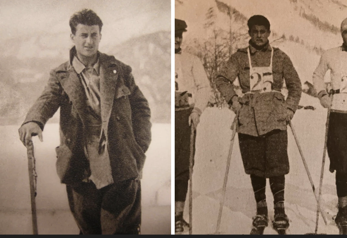 Pier Giorgio Frassati skiënd in Val di Susa, Italië. Credit: Associazione Pier Giorgio Frassati Torino