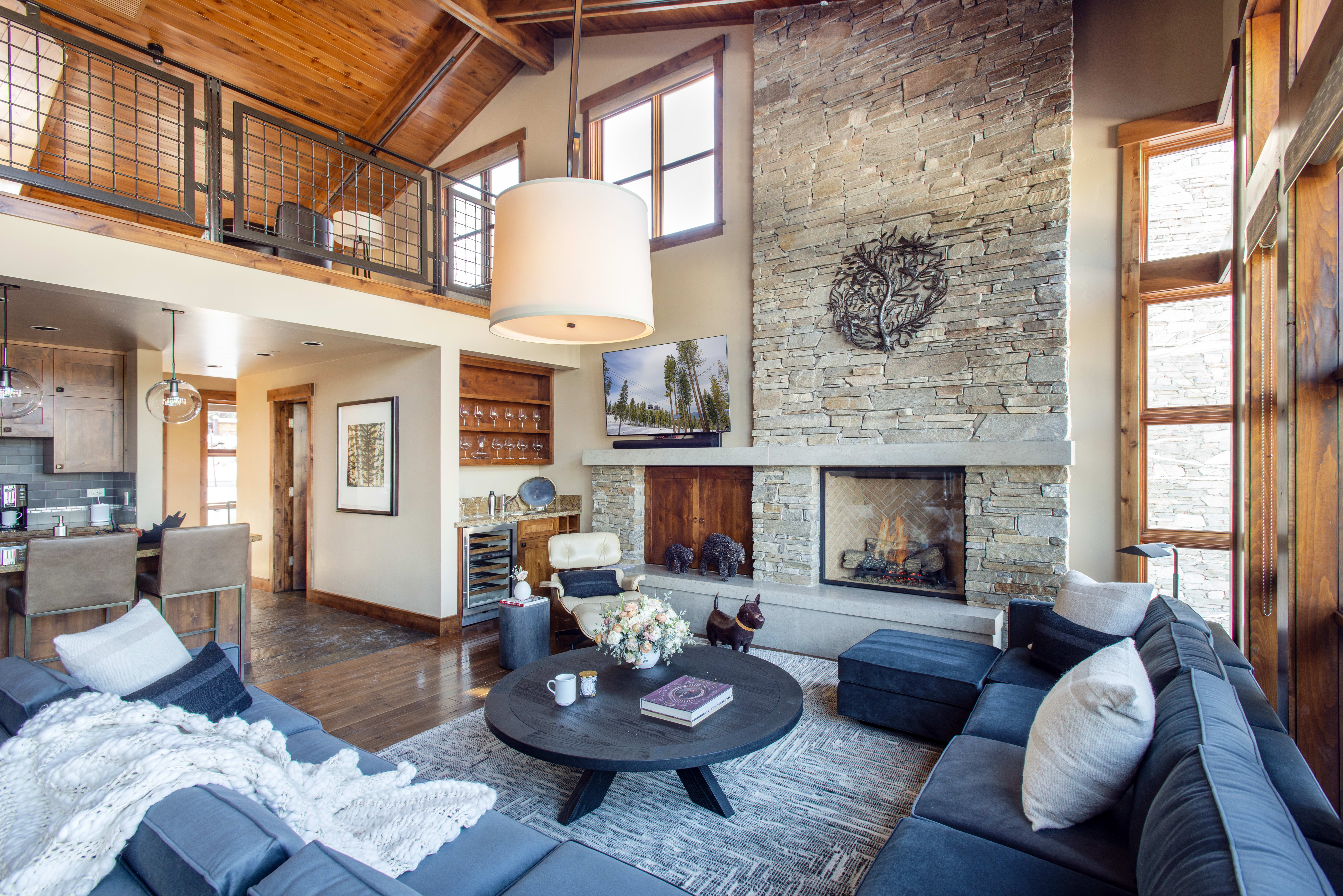 The living room of an Exclusive Resorts private home in Lake Tahoe, California.