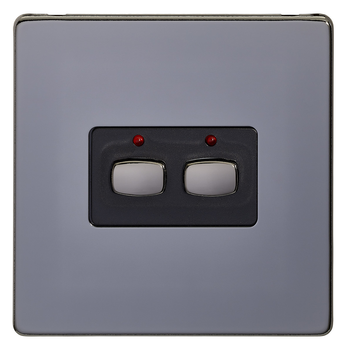 MiHome Black Nickel 2 Gang Light Switch