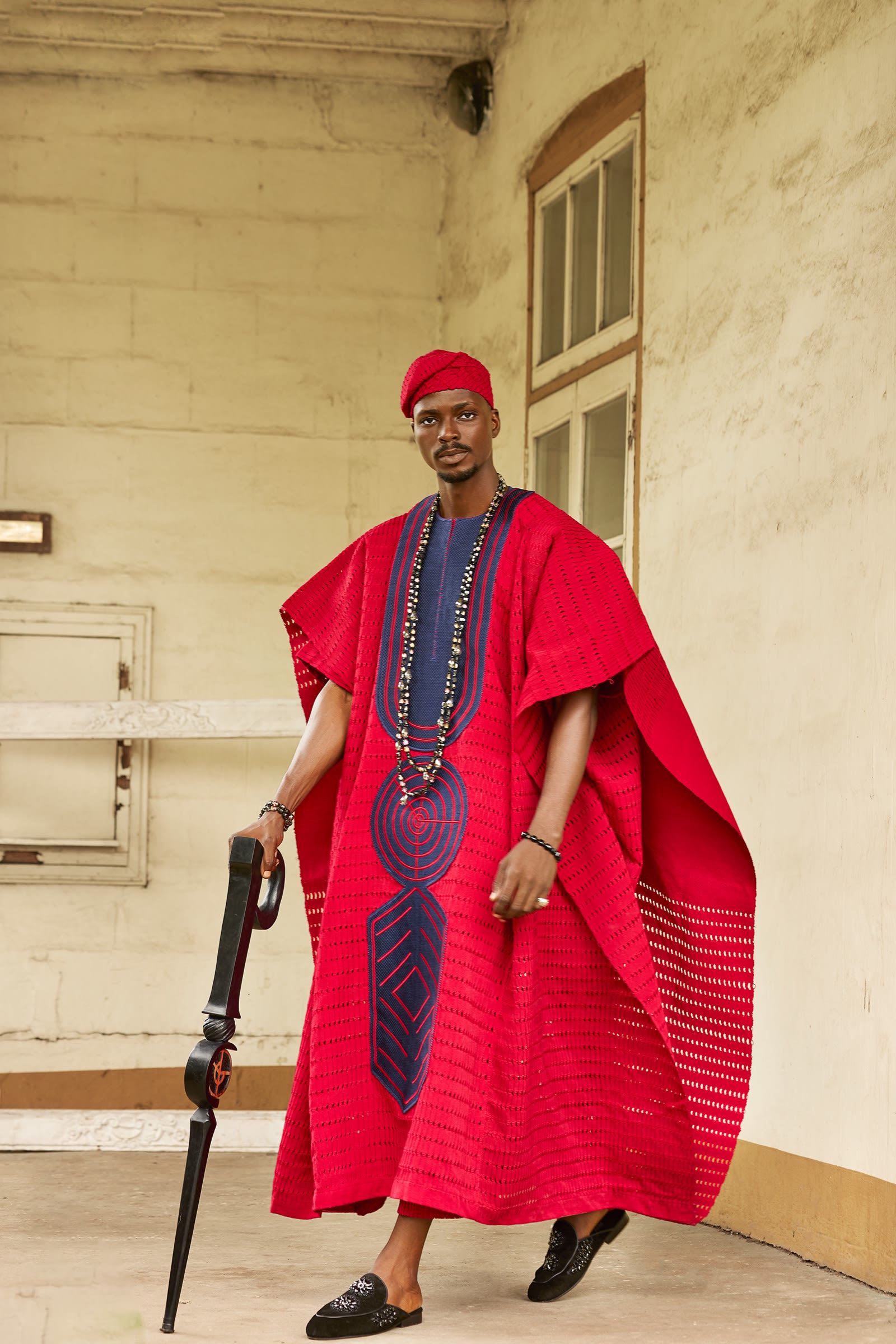 Crimson Ceremonial Agbada