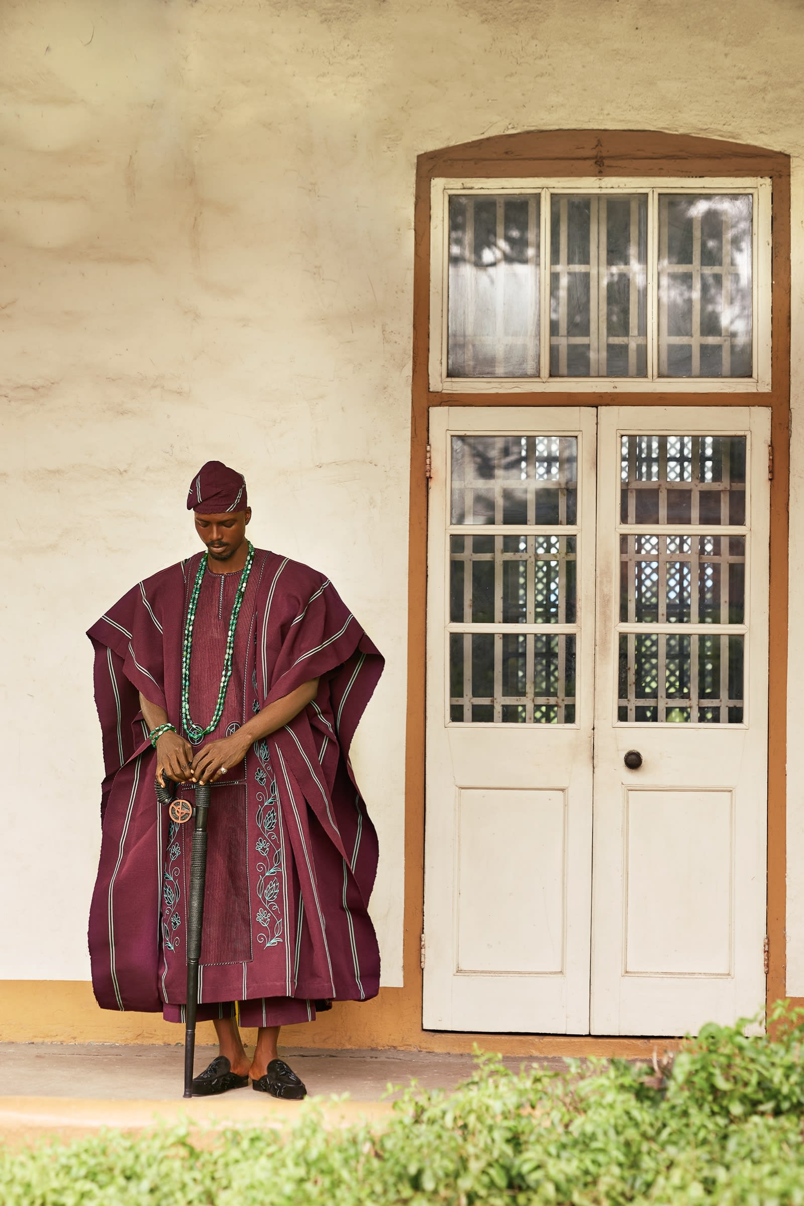 Burgundy Aso-Oke Agbada