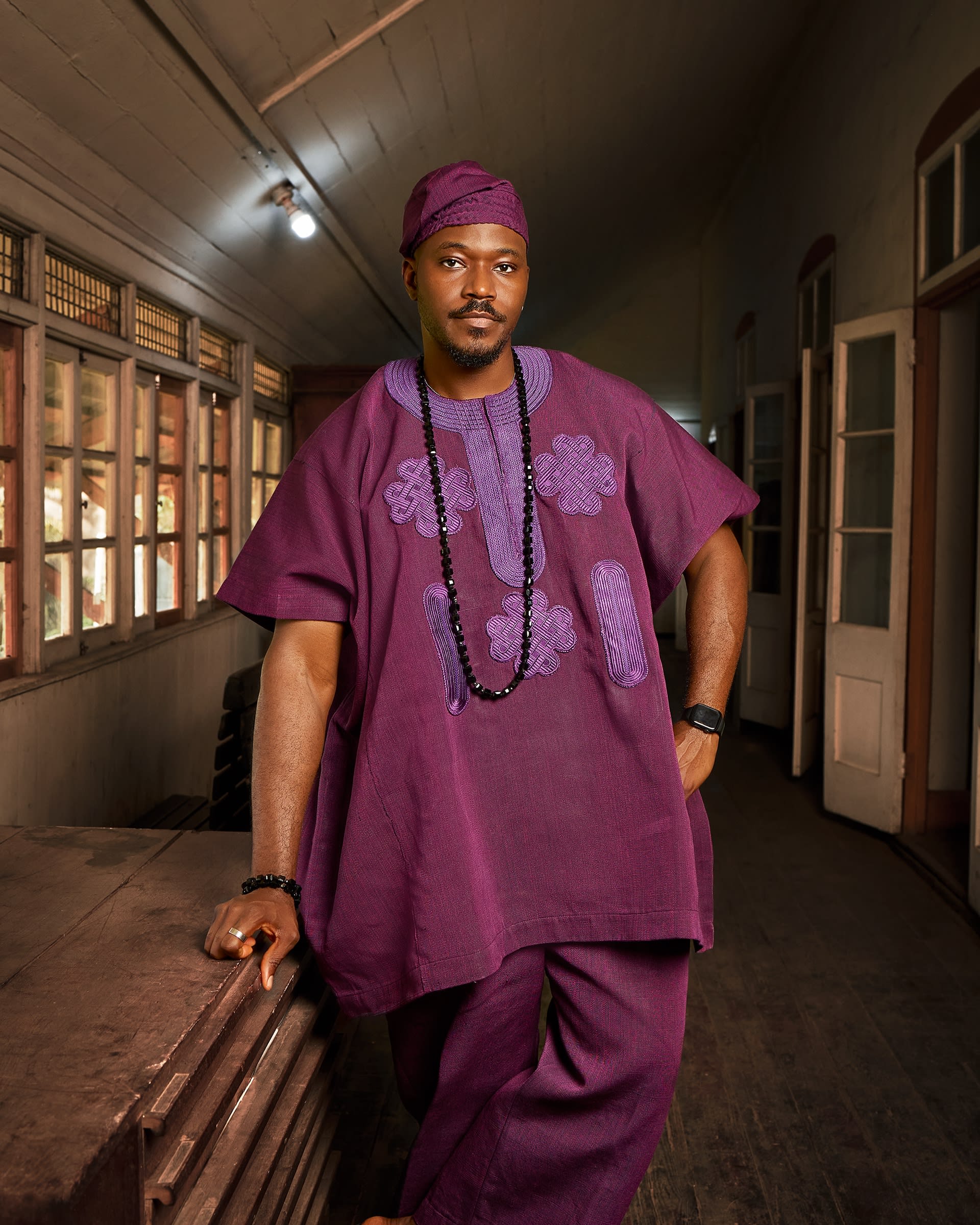 Purple Aso-Oke Two-Piece