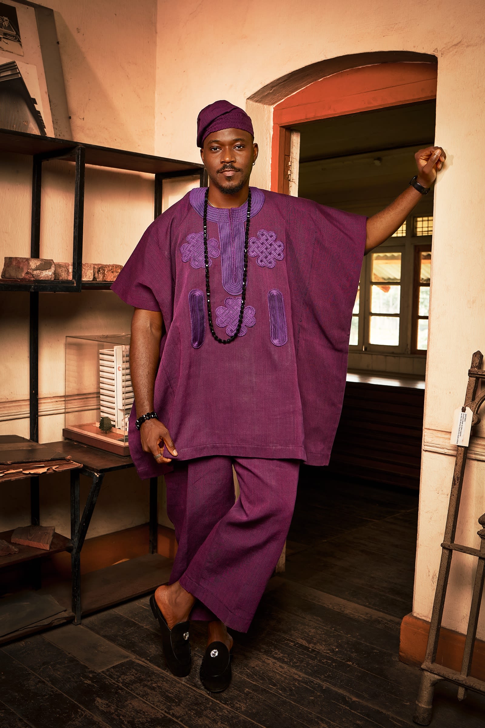 Purple Aso-Oke Two-Piece