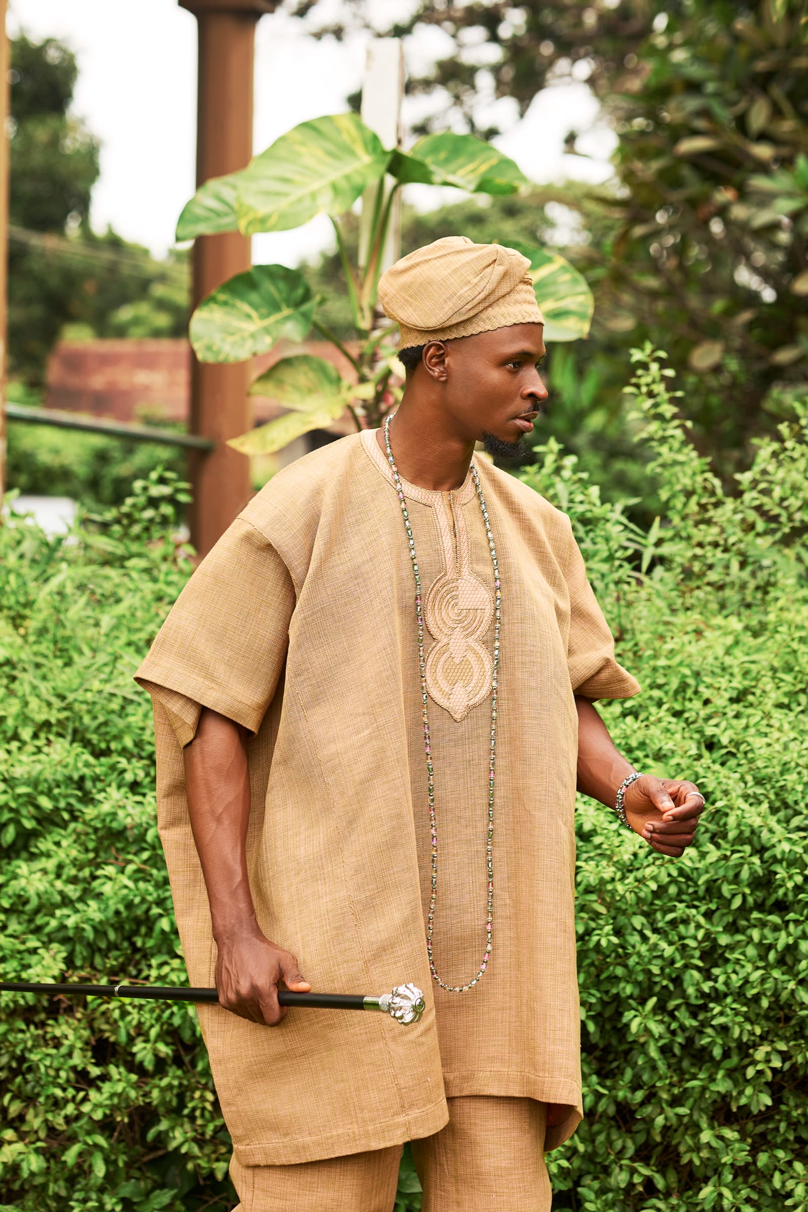 Camel Aso-Oke Two-Piece