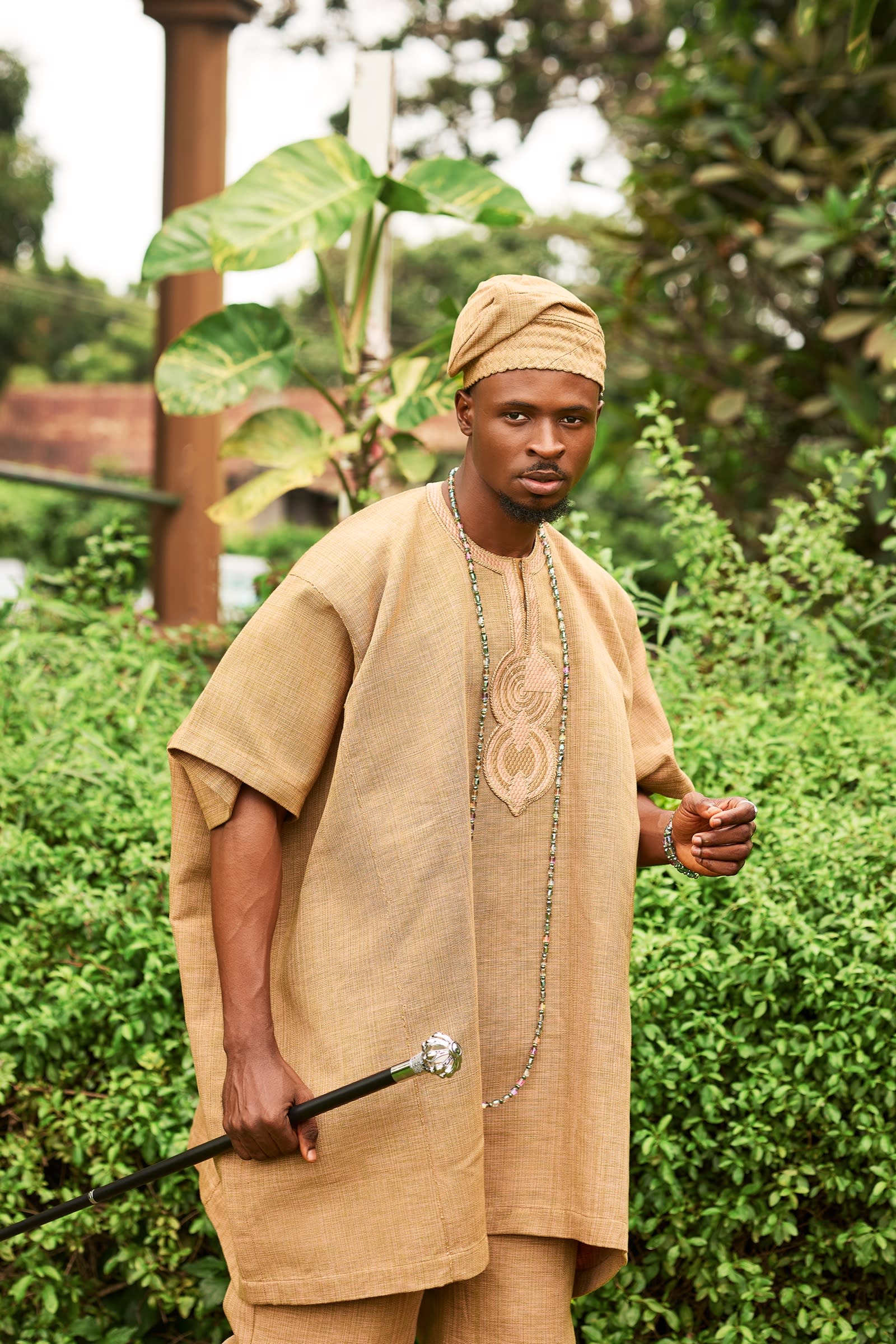 Camel Aso-Oke Two-Piece