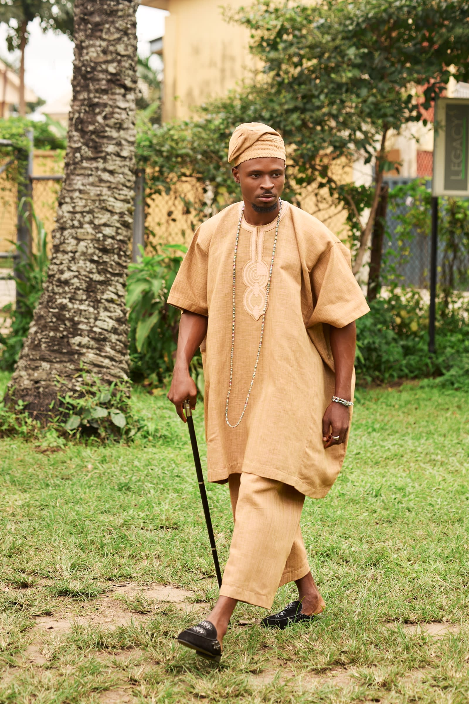 Camel Aso-Oke Two-Piece