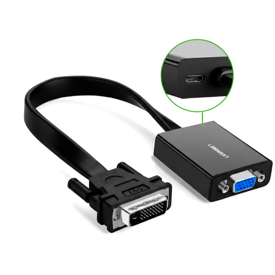 UGREEN DVI-D 24+1 to VGA Active Video Adapter (Male to Female) β Black