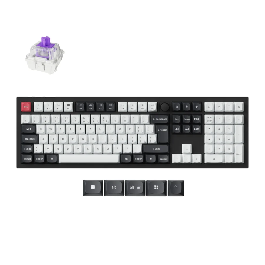 Keychron Q6 HE QMK Full-size Wireless Custom Mechanical Keyboard (Nebula Switch) β Carbon Black