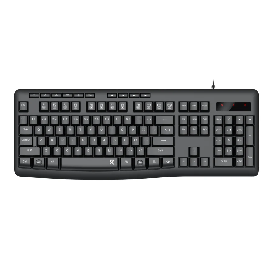 Redragon BK-7366 Full-size Ergonomic Wired Membrane Office Keyboard - Black