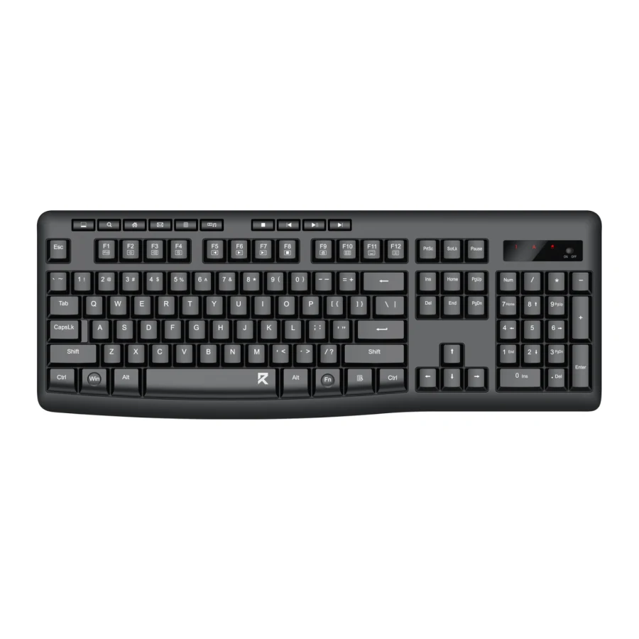 Redragon BK-7367 Full-size Ergonomic Wireless Membrane Office Keyboard - Black