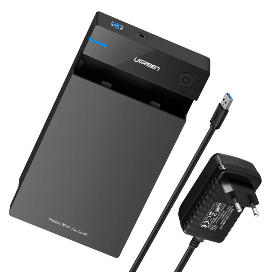 UGREEN 3.5" SATA Hard Drive USB 3.0 Enclosure 5Gbps β Black