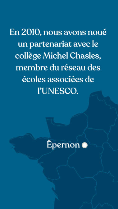 En 2010, nous avons noué un partenariat avec le collège Michel Chasles, membre du réseau des écoles associées de l’UNCESO
