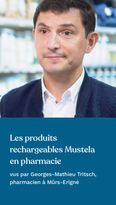 Les produits rechargeables Mustela en pharmacie vus par Georges-Mathieu Tritsch, pharmacien à Mûrs-Erigné