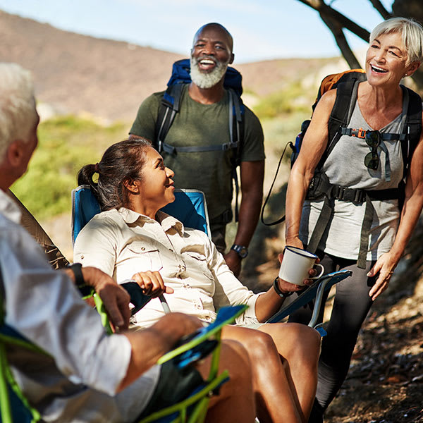 Senior sports group in the nature