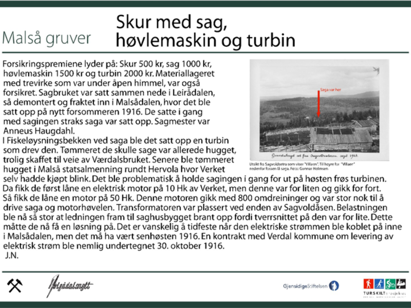 Skur med sag, høvlemaskin og turbin