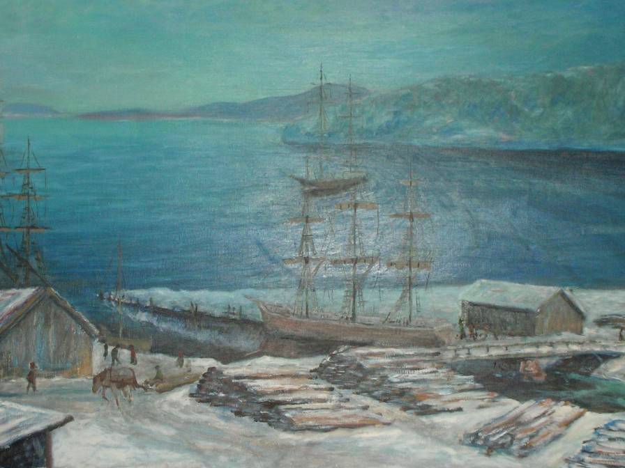 Indre havn Larvik - Gammel illustrasjon