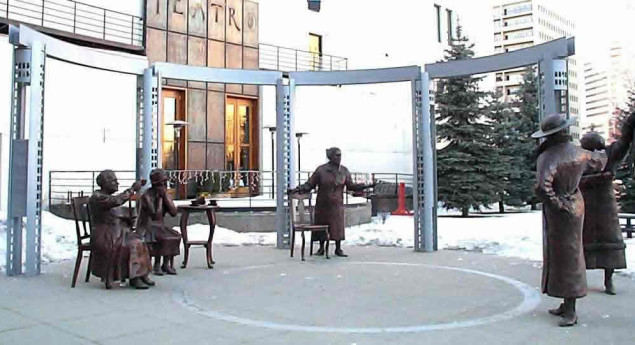 Famous 5 Statue in Olympic Plaza Calgary