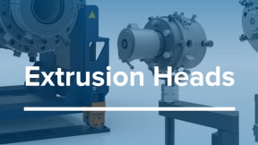 Extrusion heads for pipe and tube production lines