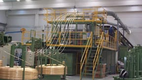 Continuous casting machines for brass and copper alloy wire rod production