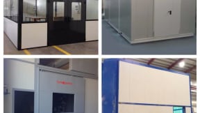 Safety guards and soundproof crankcases for industrial plants