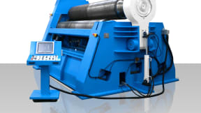 Four-roller sheet metal bending machine with double pinch